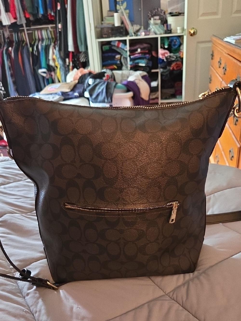 Coach Val Duffle in Signature Canvas with Brown Leather - Picture 3 of 9